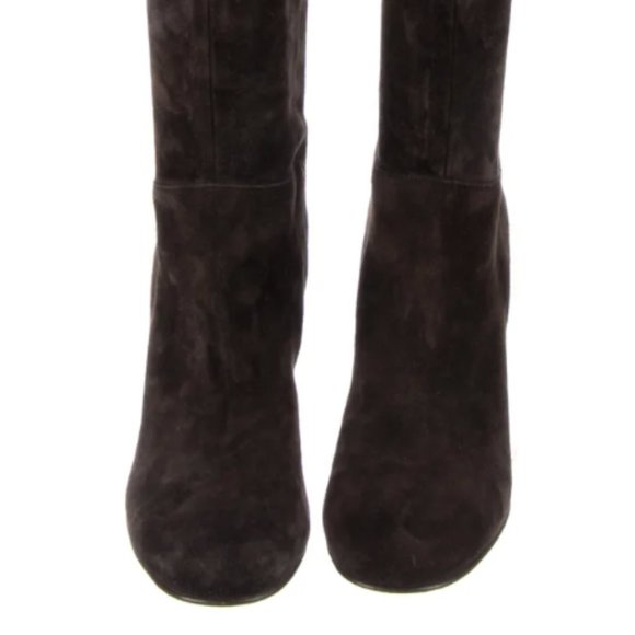 DOLCE & GABBANA suede over the knee THIGH BOOTS chocolate brown 37 6.5 scrunch - Picture 3 of 9